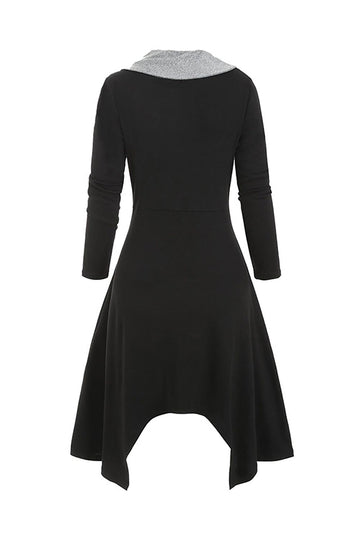 Mangas Compridas Preto Vestido Vintage de Halloween